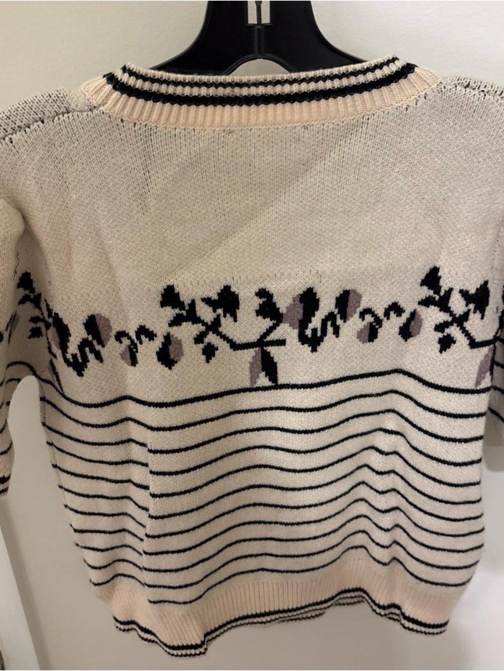 THML Cream & Black Striped Floral Knit Sweater - Women